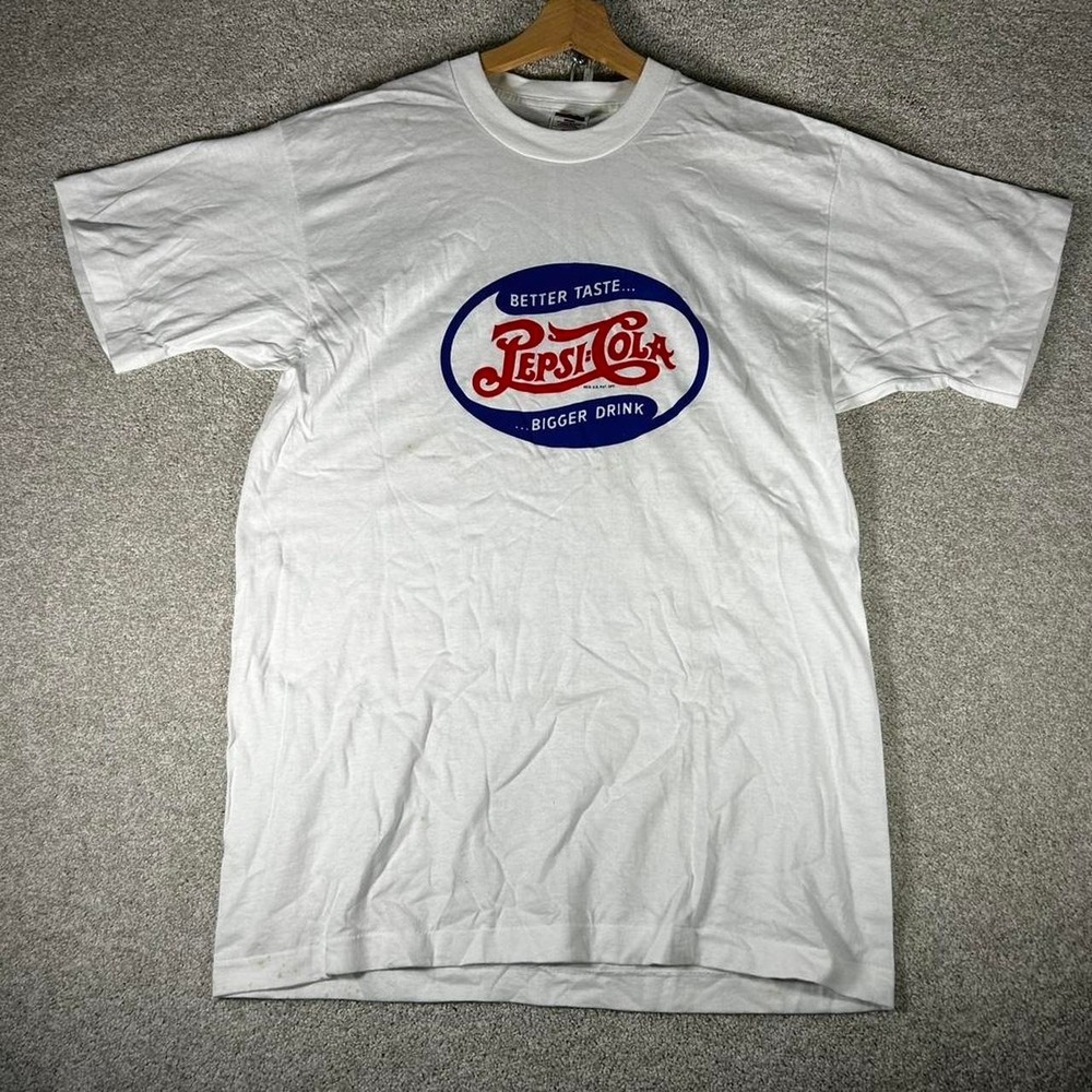Vintage 90s Pepsi Cola white promo graphic soda t-shirt Size L